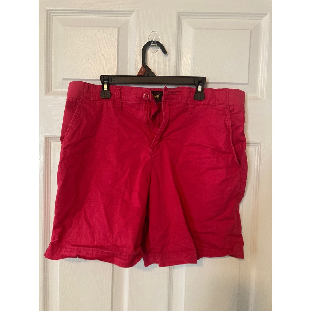 Lee Womens Hot Pink Chino Shorts Size 10M Cotton Blend Stretch Casual Summer